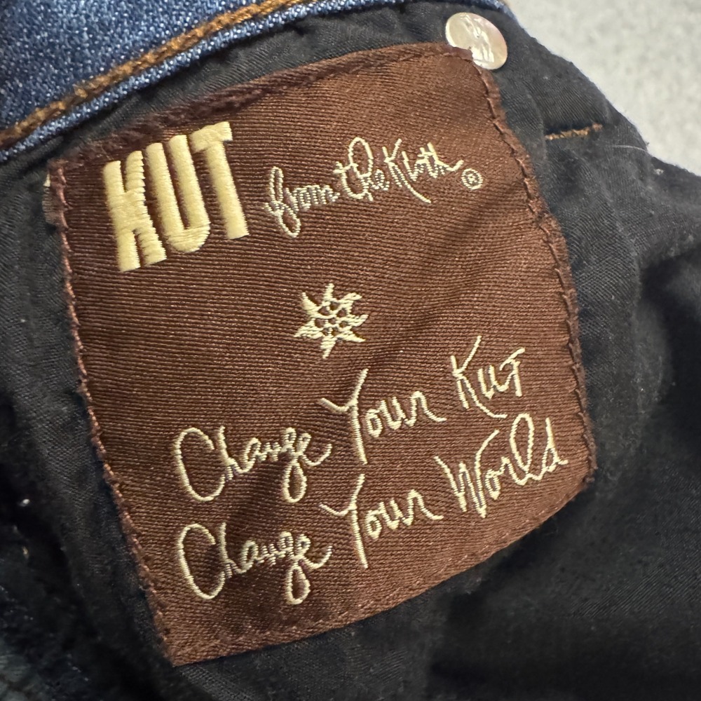 KUT from the Kloth Straight Leg Denim Jeans Blue Raw Hem Size 4 - Picture 10 of 15